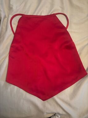 Red Satin Halter Top Y2K Backless Party Tie Top Garage S